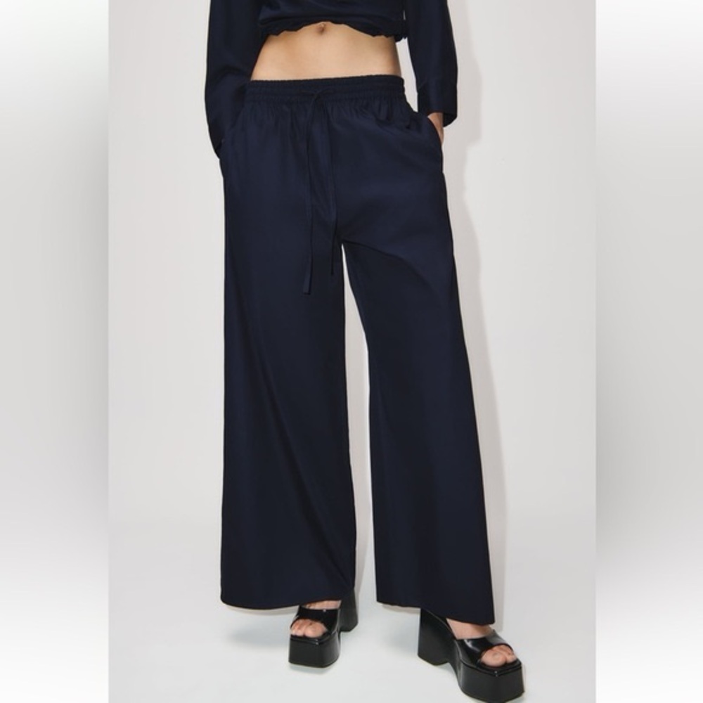 WIDE LEG POPLIN PANTS - Picture 3 of 8